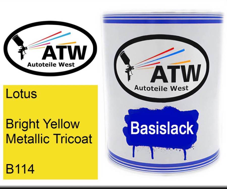 Lotus, Bright Yellow Metallic Tricoat, B114: 1L Lackdose, von ATW Autoteile West.